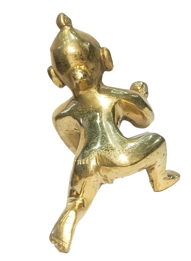 athizay Brass Laddu Gopal Idol - متوفر بالمقاس رقم 2 (8.5 سم)، 3 (9.5 سم)، 4 (10.5 سم)، 5 (13 سم) | بال جوبال مورتي لماندر وجانماشتامي وبوجا (10 سم × 6 سم × 9.5 سم) - Image 3